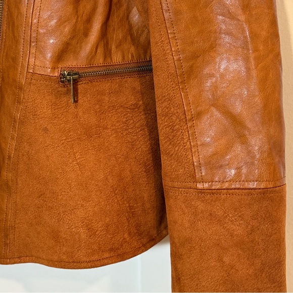 Anthropology Faux Brown Petite Large Leather and Suede Jacket - Picture 5 of 11